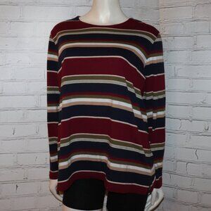 🌅📘🍷 Carolina Colors Striped Tee · Maroon & Blue · Size 14/16